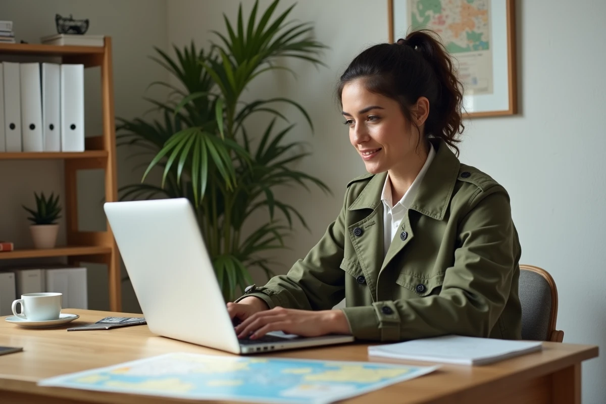 Femme consultant le site Crit'Air sur un ordinateur portable avec une carte des zones de circulation de Rennes