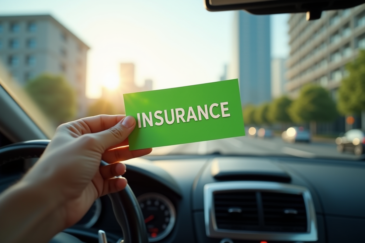 Main retirant un sticker d'assurance verte sur le pare-brise d'une voiture