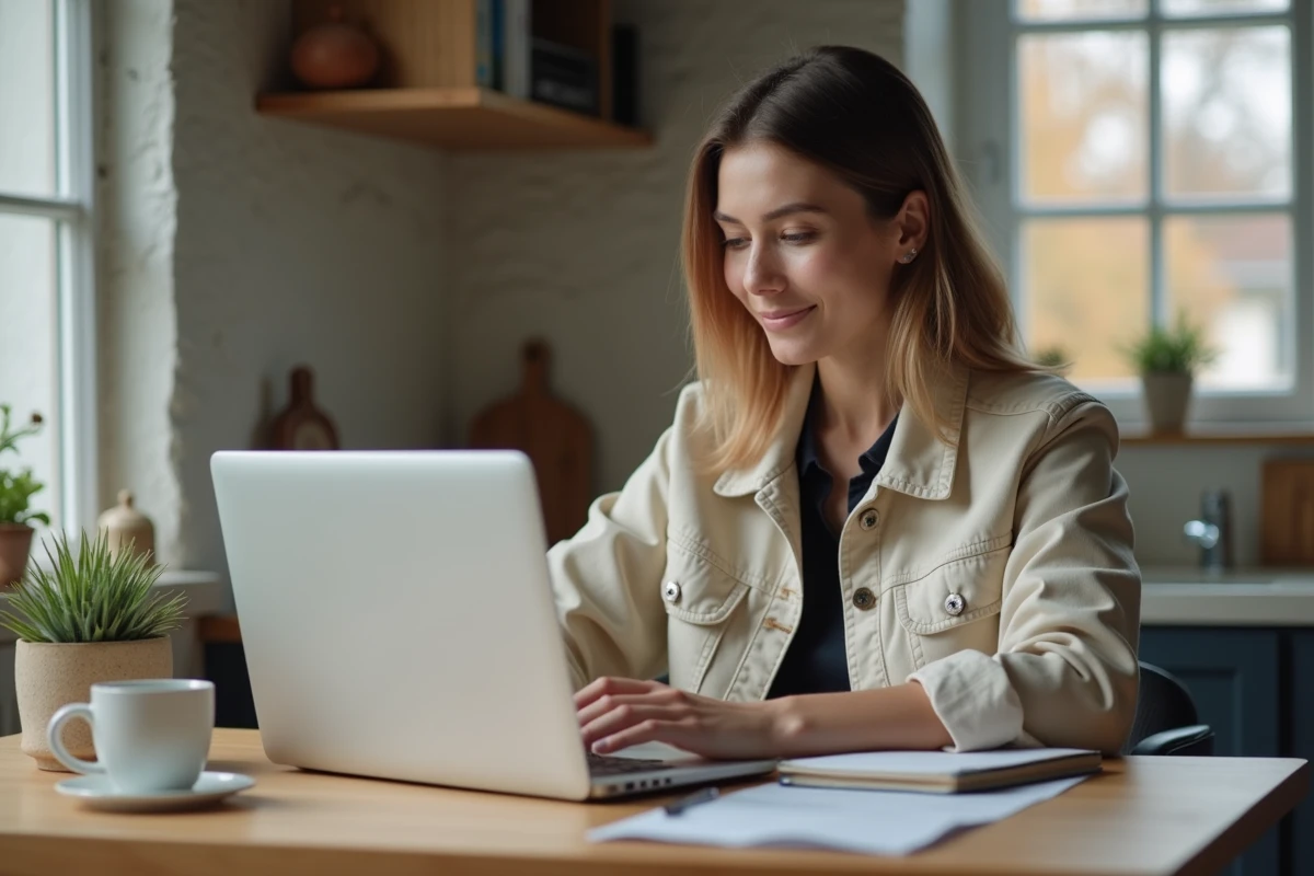 Jeune femme compare des offres d inspection automobile à la maison