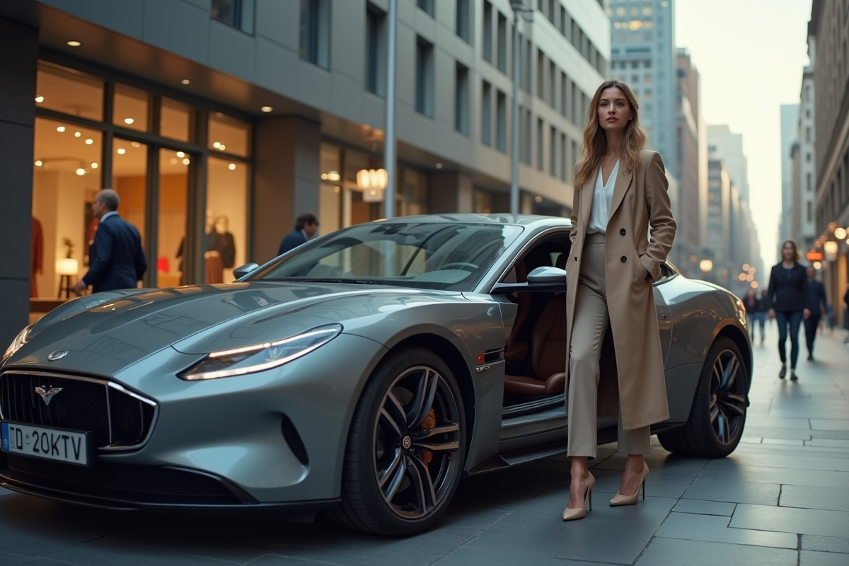 Femme élégante sortant d