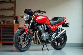 Suzuki GSXR 1100 de 1992 d'origine en parfait état, photographiée en intérieur dans un garage privé, vue 3/4 avant sur sol béton