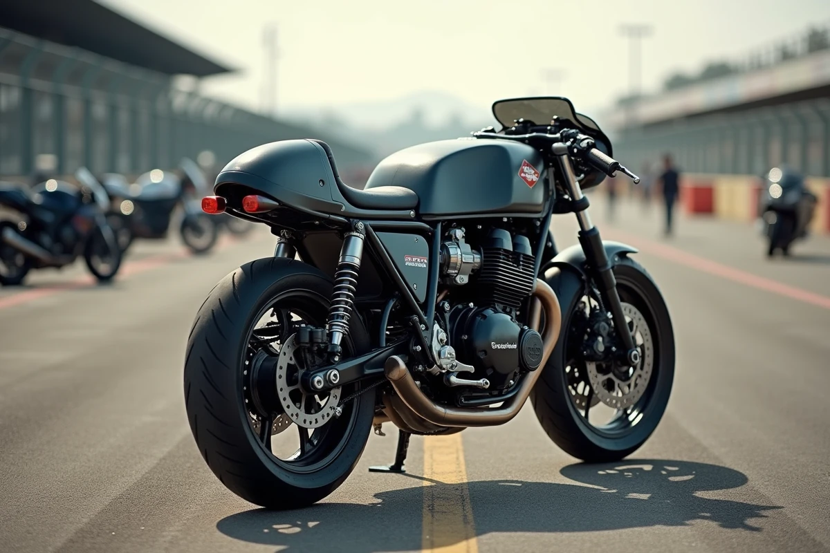 GSXR 1100 de 1992 préparée en café racer avec échappement titane et freinage Brembo lors d'une journée circuit vintage
