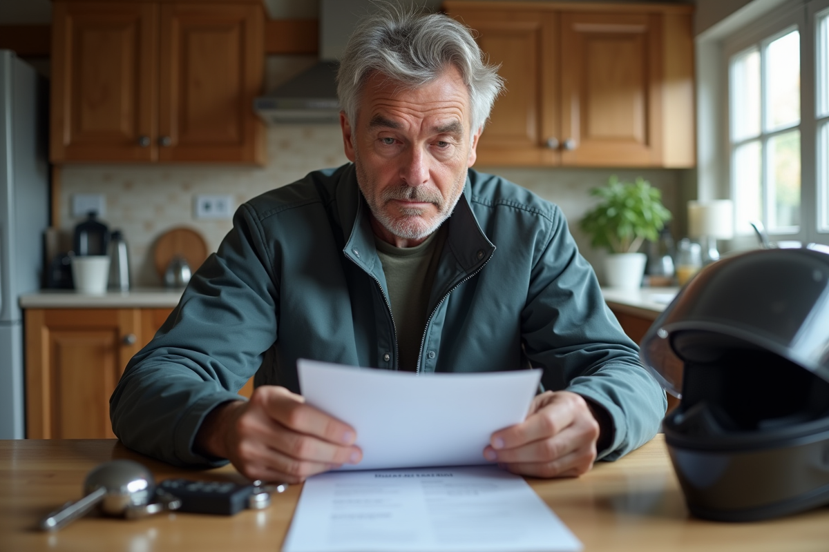 Homme examine papiers d