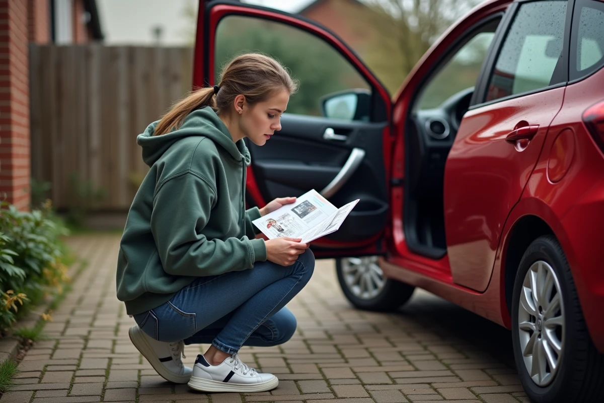 Jeune femme lit un manuel d