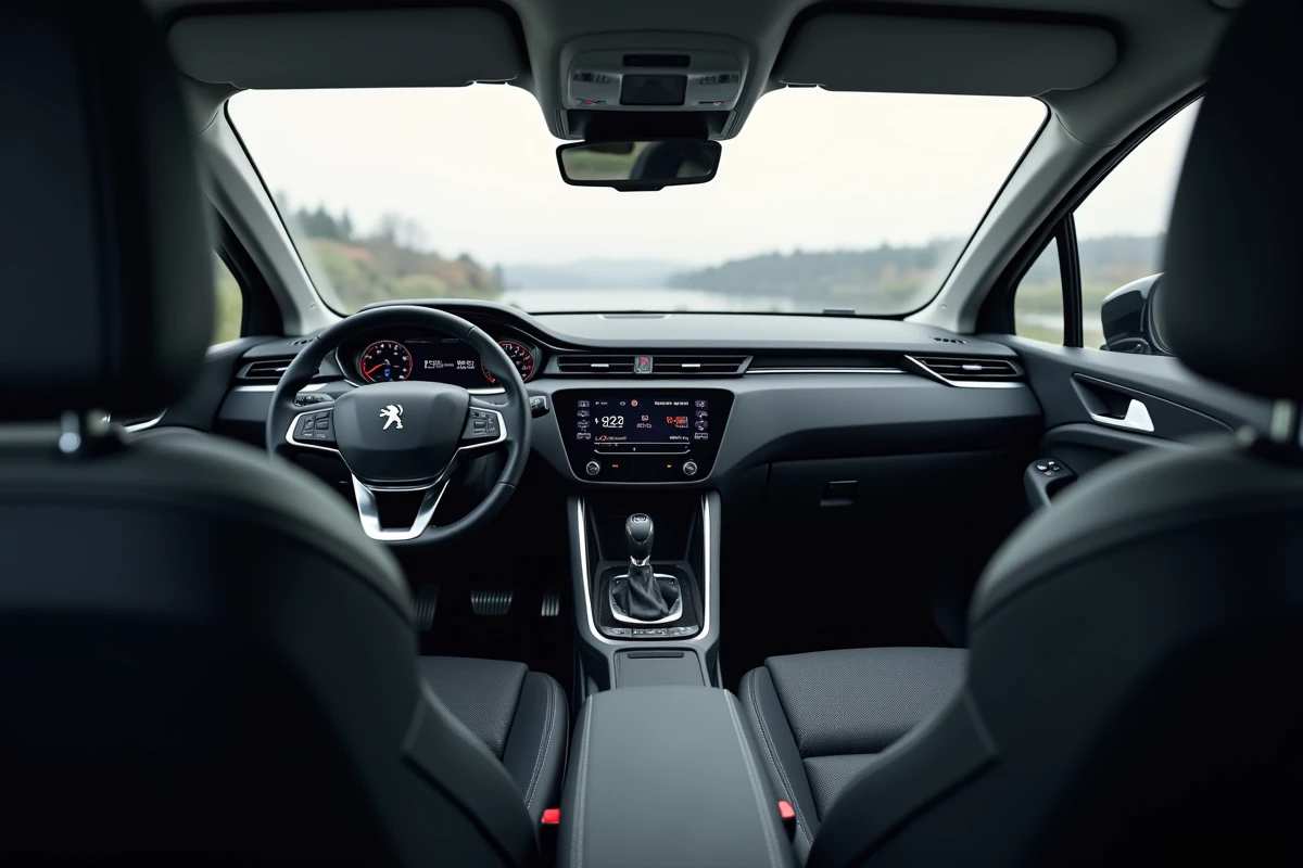 Intérieur de la Peugeot 3008 Hybrid avec tableau de bord i-Cockpit et écran tactile central