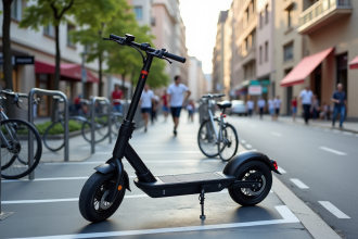 Scooter électrique moderne dans une place de stationnement urbaine