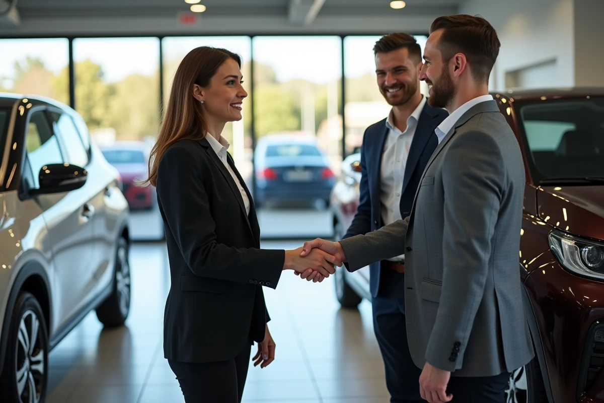 Vendeuse souriante serrant la main d