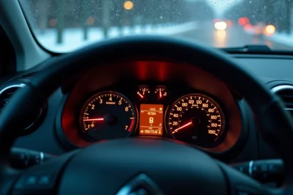 Voyant orange allumé sur le tableau de bord d'une Citroën C3 au démarrage à froid